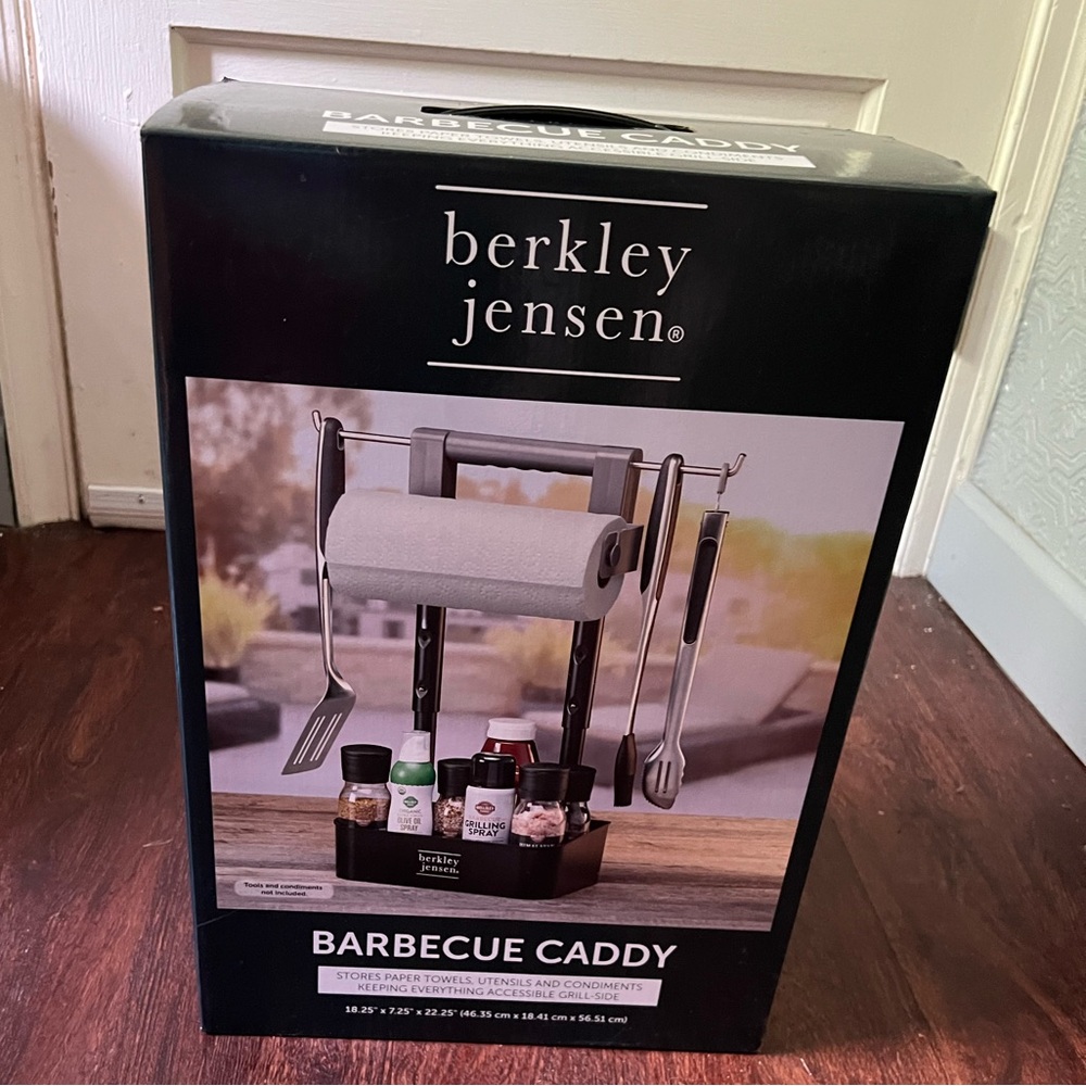 Barbecue Caddy for storage while cooking outdoors